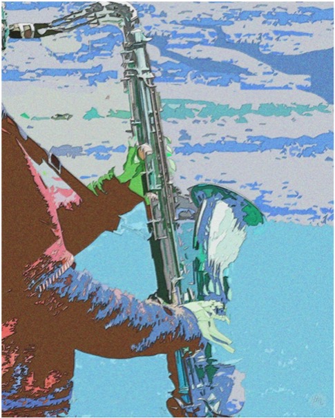 Saxophone — manipulated photo art by Mike Lisagor